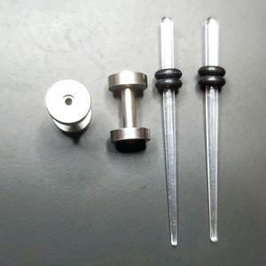 Clear Tapers and stainless plugs 2 pair body piercing 2.5mm